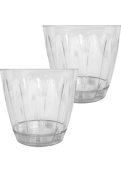 Adet Plastik Orkide Saksısı Seti 1,5 Lt Gizli Tabaklı Şeffaf Saksı 145 x 135 mm