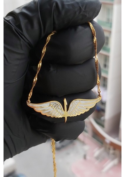 Melek Kanatlı Altın Kaplama Gümüş Kolye 925 Ayar