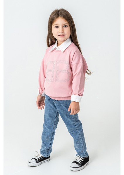 Bb Taşlı Sweatshirt Kız Çocuk 3\'lü Takım - 26K 6333