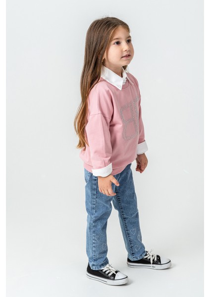 Bb Taşlı Sweatshirt Kız Çocuk 3\'lü Takım - 26K 6333 modelleri