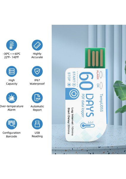 1pcs TEMPU05S USB Sıcaklık Veri Kaydı 60 Günlük Tek Kullanımlık Sıcaklık Analizörü Pdf Raporu USB Sıcaklık Kaydı (Yurt Dışından) modelleri