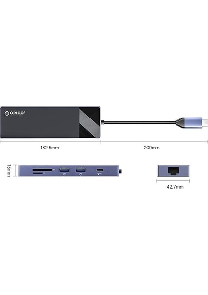 Type-C PD100W HDMI 4K@30Hz RJ45 Sd Tf 5gbps Type-C 4 Usb-A Portlu Hub Çoklayıcı modelleri