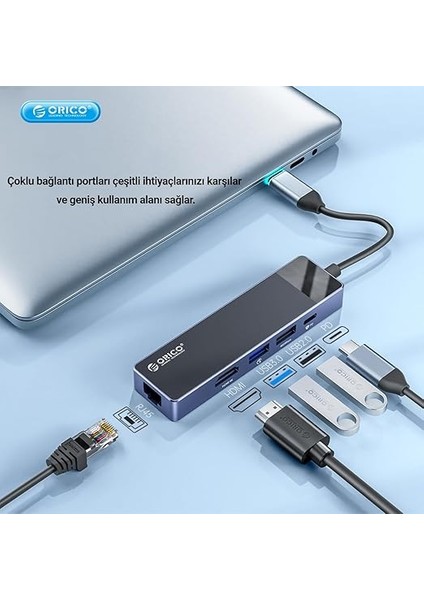 Type-C PD100W HDMI 4K@30Hz RJ45 Sd Tf 5gbps Type-C 4 Usb-A Portlu Hub Çoklayıcı indirimleri