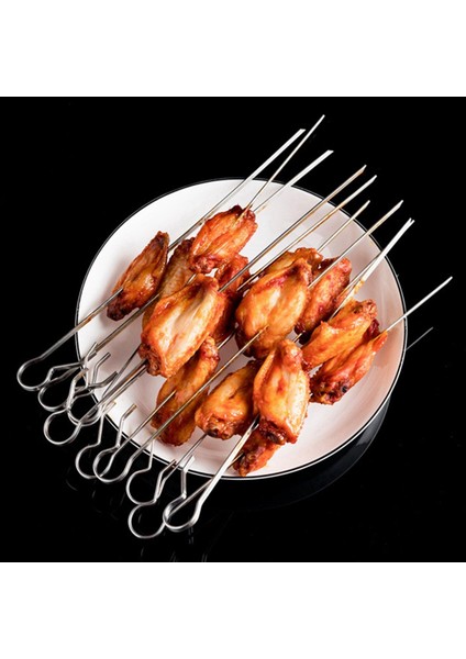 2x 304 Paslanmaz Çelik Dönen Izgara Şişleri Barbekü Izgara Kafesi Hava Fritöz Kuzu Şişeleri Izgara Elektrikli Fırın Aksesuarları 25CM (Yurt Dışından)