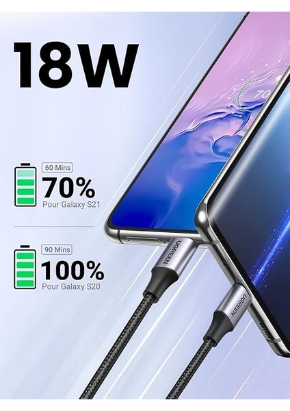 2.0 A Usb-A & Usb-C Örgülü Şarj ve Data Kablosu, 25 Santimetre, Siyah, 60124 fiyatları