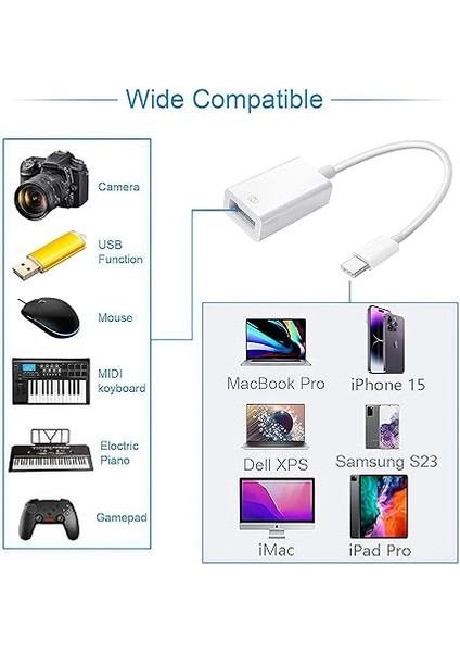 3.1 Type-C Otg Adaptör Kablo – Type-C’yi USB 3.0’a Dönüştüren Otg Dönüştürücü Kablo, Flash Bellek Bağlantısı Için Uyumlu | Evınto fiyatları