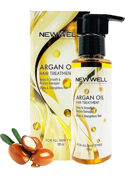 Well Newwell Saçlar Için Argan Yağı – Parlaklık, Kalınlık ve Yumuşaklık, Saç Kırılmalarını Azaltır, Vegan ve Hayvanlar Üzerinde Denenmemiştir, Tüm Saç Tipleri Için Yoğun Bakım