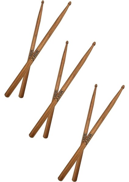 OAK-110-5A-3X Ahşap Meşe Ağacı Bateri Baget Davul Bageti 5A Drumsticks (3 Çift)