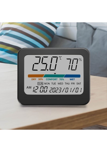 Iç Mekan Termometresi Higrometre Oda Sıcaklığı Göstergesi Nem Monitörü Ev Kickstand Hava Konforu Göstergesi Saat Tarih Için (Yurt Dışından) fırsatları