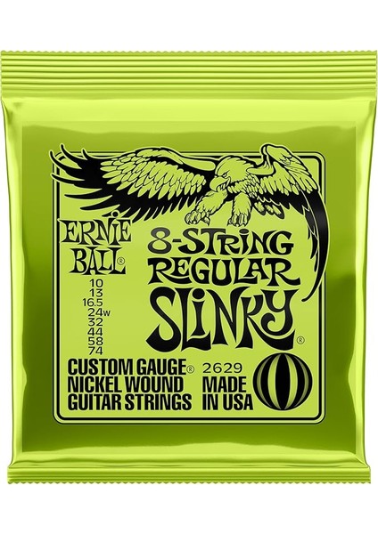 Ball Normal Slinky 8 Telli Nikel Yara Elektro Gitar Telleri, Ölçü 10-74