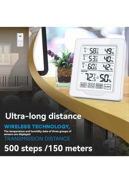 Dijital Termometre ve Higrometre 3 Sensör Ekranlı Beyaz Arkadan Aydınlatmalı Büyük Ekran Kaydedici ile Iç Mekan Nemi (Yurt Dışından) fırsatları