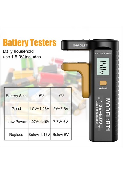 Dijital Pil Test Cihazı LCD AA/AA/C/D/N/9V/1 5V Düğme Hücre Pil Kapasitesi Kontrol Dedektörü (Yurt Dışından) modelleri