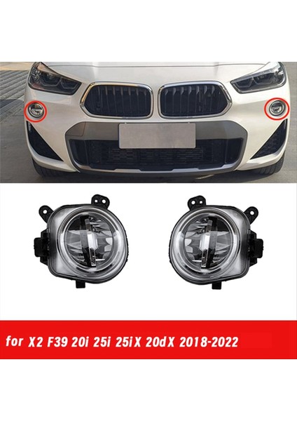 Araba Ön Tampon LED Sis Farkı Drl Lamp Bmw X2 F39 20I 25I 25IX 20DX 2018-2022 Gündüz Koşu Işığı 63177444806 R (Yurt Dışından) modelleri
