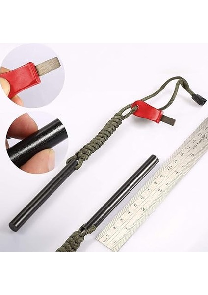 Magnezyum Bar Acil Durum Ateş Başlatıcı Paracord Ipli 10CM x 1cm Çakmak Taşı Çubuğu modelleri