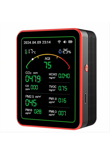 15 Arada 1 Hava Kalitesi Dedektörü Taşınabilir Tvoc Hcho Pm2 5 PM10 Pm1 0 Pm0 3 Sıcaklık Nem Test Multi Saat (Yurt Dışından)