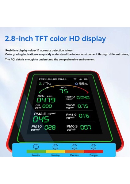 15 Arada 1 Hava Kalitesi Dedektörü Taşınabilir Tvoc Hcho Pm2 5 PM10 Pm1 0 Pm0 3 Sıcaklık Nem Test Multi Saat (Yurt Dışından) fiyatları