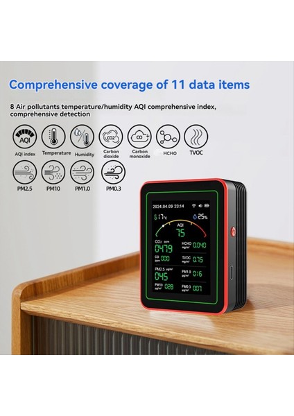 15 Arada 1 Hava Kalitesi Dedektörü Taşınabilir Tvoc Hcho Pm2 5 PM10 Pm1 0 Pm0 3 Sıcaklık Nem Test Multi Saat (Yurt Dışından) modelleri