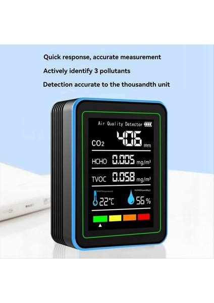 5 Arada 1 Hava Kalitesi Monitörü Tvoc Hcho Sıcaklık Nemi Co2 Metre USB Şarj Edilebilir Co2 Dedektörü Beyaz (Yurt Dışından) indirimleri