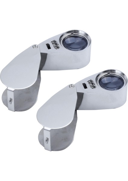 2pcs 40X LED Cep Büyüteçi Kuyumcu Göz Cam Döngü Lens Büyütme Loupe Uv Işığı (Yurt Dışından)
