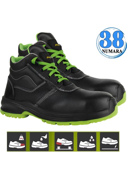 Iş Ayakkabısı Çelik Demir Burunlu 38 Numara Kauçuk Ara Tabanlı Iş Güvenlik Inşaatçı Rahat Bağcıklı