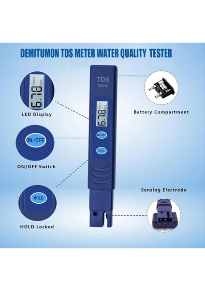 Tds Metre Dijital Su Testi Ev Içme Akvaryumları Için 0-9999 Ppm Ölçüm Aralığına Sahip Su Testi Cihazı (Yurt Dışından) modelleri
