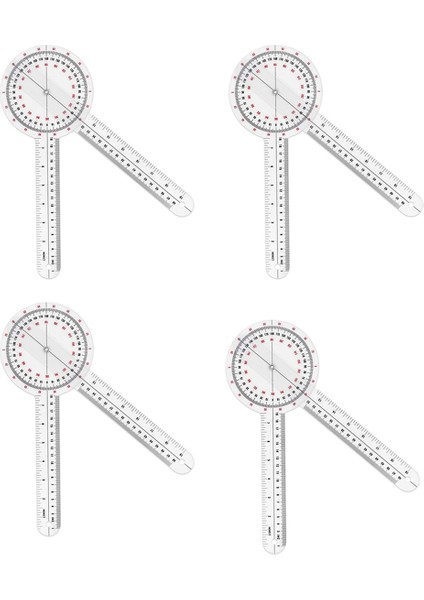 4pcs 12 Inç Gonyometre, Şeffaf Ortopedik Açılı Cetvel Plastik Gonyometre 360 ​​derece Spinal Gonyometre (Yurt Dışından)
