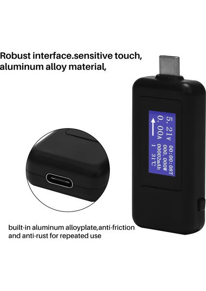 Keweisi Tip-C USB Metre Test Cihazı Güç Ölçer USB Multimetre Voltajı ve Akım Test Cihazı 0-5 1A 4-30V USB Güç Test Cihazı Ekran Kapasite Voltaj Akım Detektörü （siyah) (Yurt Dışından) fırsatları
