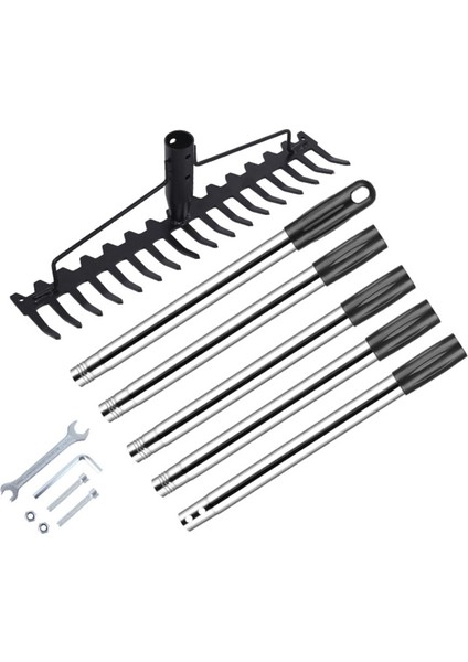 17 Çelik Diş Metal Kafa Tırmık Toprak Scarriator Paslanmaz Çelik Saplı Yaprakları Toplamak ve Çimlerinizi Tesviye Etmek Için (Yurt Dışından)