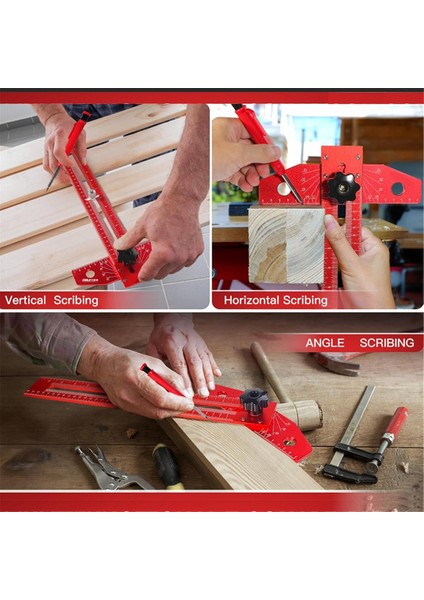 Ayarlanabilir Ahşap Işleme Scriber Işaretleme Hattı Cetveli, Alüminyum Alaşım Kayan T-Kare Cetveli, Hassas Çizgi Çizim Yardım Cetveli (Yurt Dışından) modelleri