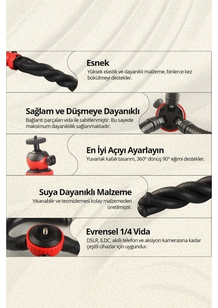 Bluetooth Kumandalı Esnek Ahtapot Flexıble Tripod Selfie Masa Üstü Stand