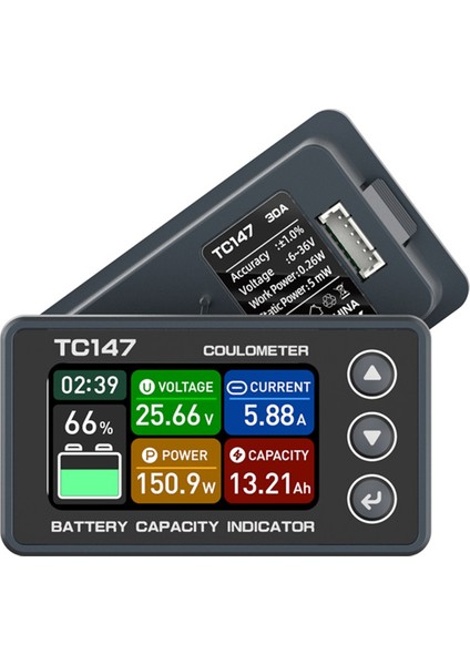 TC147 Yüksek Hassasiyetli Renkli Ekran Coulomb Metre Pil Voltajı ve Akım Metre TC147-CS30 (0-30A) (Yurt Dışından) indirimleri