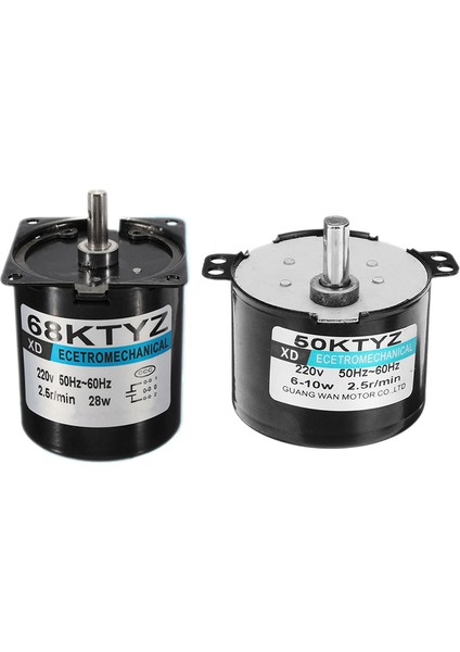 2 Pcs Kalıcı Mıknatıs Senkron Motor: 1 Pcs 50KTYZ AC220V 10W 0.5A 2.5r/ Dk Ac Dişli Azaltma Motor Cw/ Ccw &amp; 1 Pcs 68KTYZ Mini Dişli Motor Ac 220V 22.25R/ Dk Büyük Tork (Yurt Dışından)