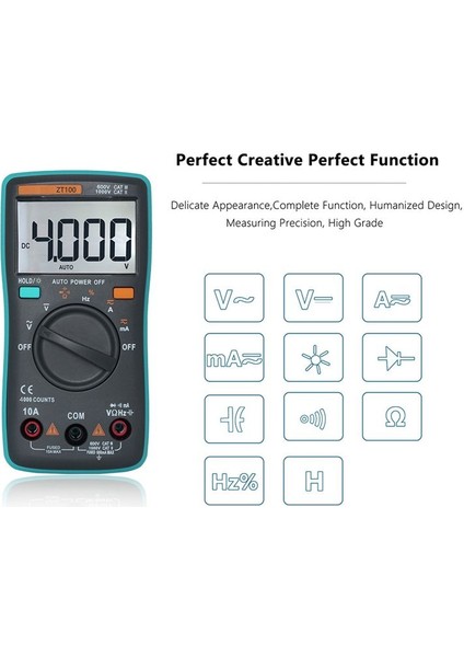 Bıde ZT100 Dijital Multimetre 4000 Sayım Dc/ac Voltaj Akım Kapasitans Hz Diyot Ohm Test Cihazı Ampermetre Voltmetre (Yurt Dışından) indirimleri