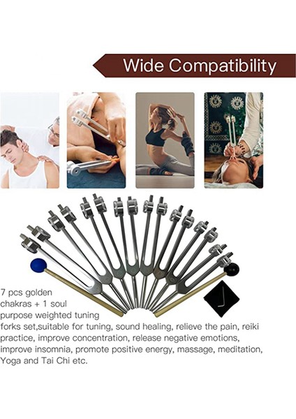 Çakra Tuning Çatal Şifa Seti, 8 Adet Gümüş Çakra Ayarlama Çatal Meditasyon Için (Yurt Dışından) fırsatları