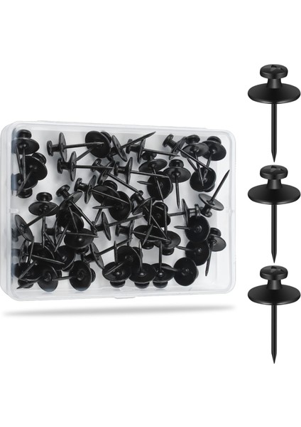 60PCS Asmak Için Çift Başlı Çivi, Çivi Olmayan Duvar Askıları Duvar Için Başparmak Yapışmaları, Siyah (Yurt Dışından)
