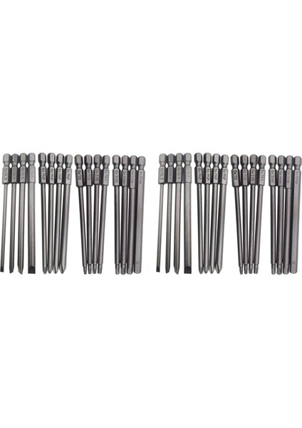 32PCS Uzunluğunda Manyetik Tornavida Bitleri Set Slotted+Çapraz+Hex+Torx Matkap Ucu Seti 1/4 Inç Altıgen 100MM Uzunluk (Yurt Dışından)