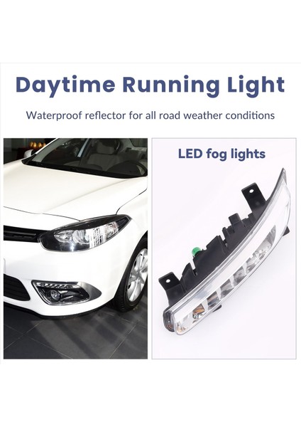 1paır Araç LED Drl Sis Işığı Renault Fluence 2014+ Otomatik Sürüş Lambası Gündüz Çalışan Işık Tampon Lambası (Yurt Dışından) indirimleri