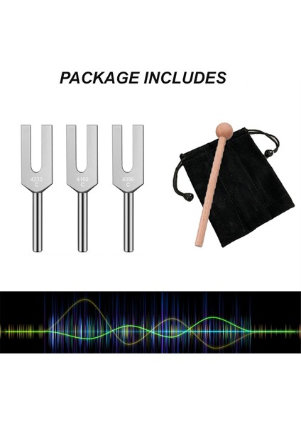 Angel Tuning Fork Seti - 4096 Hz, 4160 Hz, 4225 Hz - Ahşap Grev ve Depolama Torbası ile Terapötik Alet Seti (Yurt Dışından) fırsatları