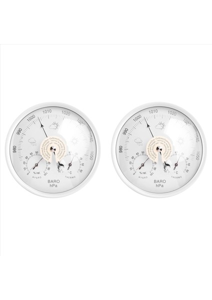 2x Dijital Iç Mekan Higrometre Taşınabilir 3 1 Duvar Asma Hava Termometresi Barometre Higometre 132MM (Beyaz Tek Beden) (Yurt Dışından)