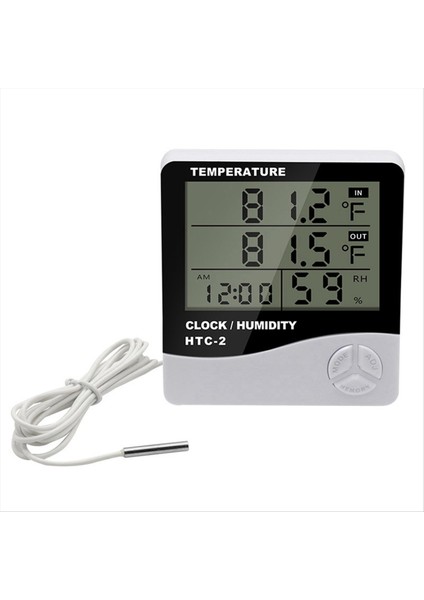 1 4m/55 11 Inç Prob Dahil Olmak Üzere Sıcaklık Nemini Ölçmek Için Zaman ve Çalar Saat Fonksiyonu Olan Termometre (Yurt Dışından)
