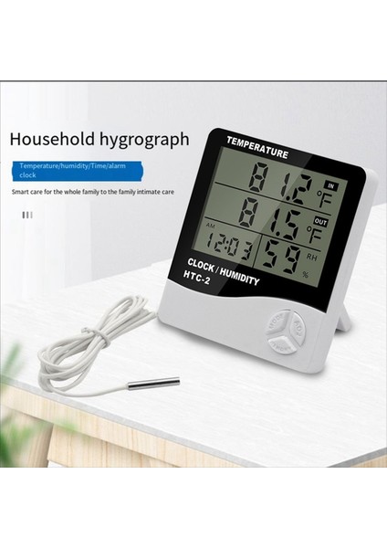 1 4m/55 11 Inç Prob Dahil Olmak Üzere Sıcaklık Nemini Ölçmek Için Zaman ve Çalar Saat Fonksiyonu Olan Termometre (Yurt Dışından) fiyatları