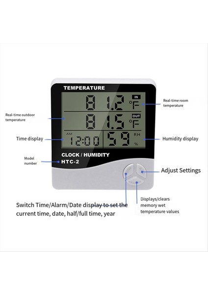 1 4m/55 11 Inç Prob Dahil Olmak Üzere Sıcaklık Nemini Ölçmek Için Zaman ve Çalar Saat Fonksiyonu Olan Termometre (Yurt Dışından) fırsatları