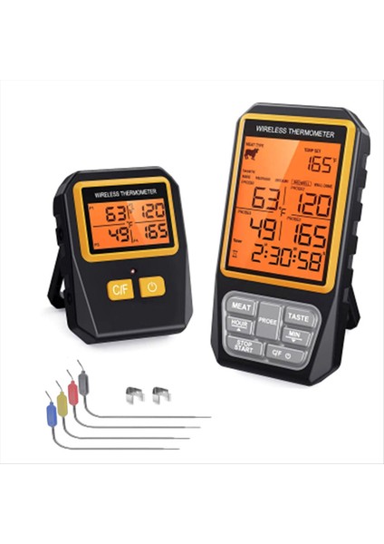328FT Kablosuz Et Termometresi Izgara Içmek Için Bbq Fırın Dijital Gıda Mutfak Termometresi 4 Prode Zamanlayıcı Alarmı (Yurt Dışından)