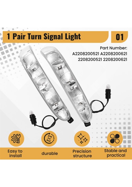 A2208200521 A2208200621 Araba Dikizim Aynası Dönüş Sinyal Işığı Mercedes Benz S-Serisi cl 55 500 65 S350 S430 2002-2006 (Yurt Dışından) fırsatları
