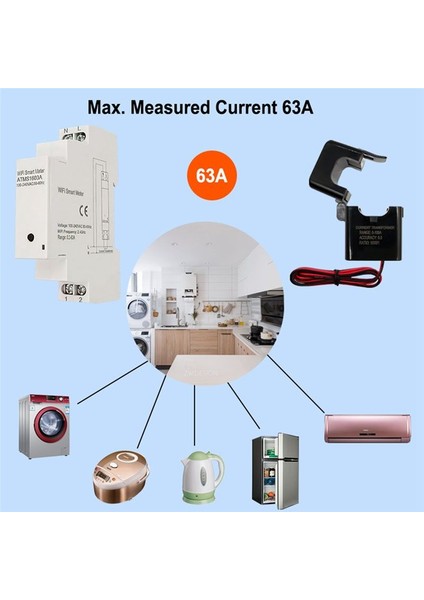 Tuka Akıllı Yaşam Wifi Dijital Enerji Ölçer 63A Mevcut Transformatör Sensörü Kelepçe Güç Tüketim Monitörü 110V 240V (Yurt Dışından) indirimleri