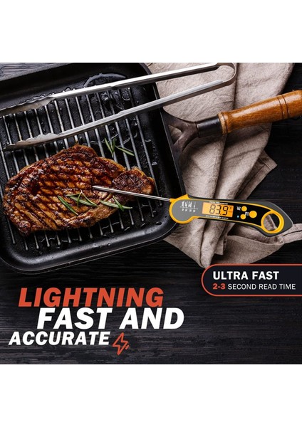 Dijital Et Termometresi Barbekü Izgarası Için Anında Okuma Yiyecek Termometresi Sıvılar Sığır Eti Hindi ve Yemek Pişirme (Yurt Dışından) fırsatları