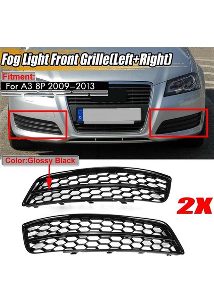 Siyah Araba Ön Tampon Sis Farkı Kişiler Audi A3 8p 2009-2013 Sis Lambası Petek Kapağı 8P0807681 8P0807682D (Yurt Dışından) fiyatları