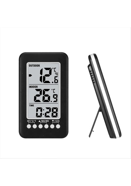 Saat Fonksiyonlu Dijital Termometre Ölçer Açık Kapalı LCD Kablosuz Sıcaklık Termometreler Hava Istasyonu (Yurt Dışından) fiyatları