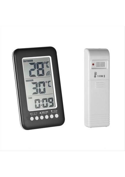 Saat Fonksiyonlu Dijital Termometre Ölçer Açık Kapalı LCD Kablosuz Sıcaklık Termometreler Hava Istasyonu (Yurt Dışından) fırsatları