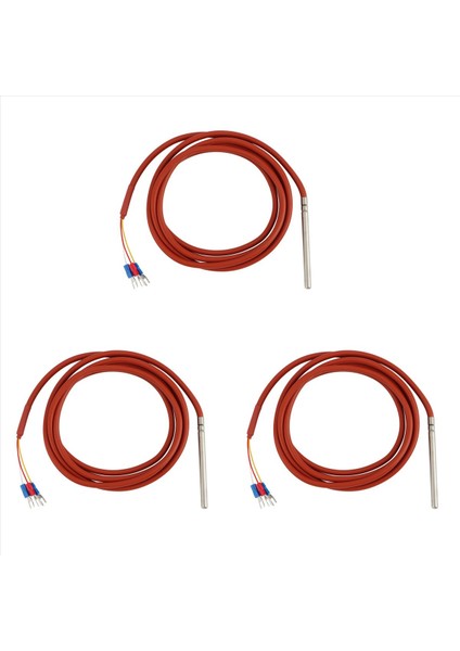 3x PT100 Rtd Sıcaklık Sensörü 6MMX80MM Sınıf B 2m Silikon Jel Kaplamalı Tel Platin Direnç Pt 100 Paslanmaz Çelik (Yurt Dışından)